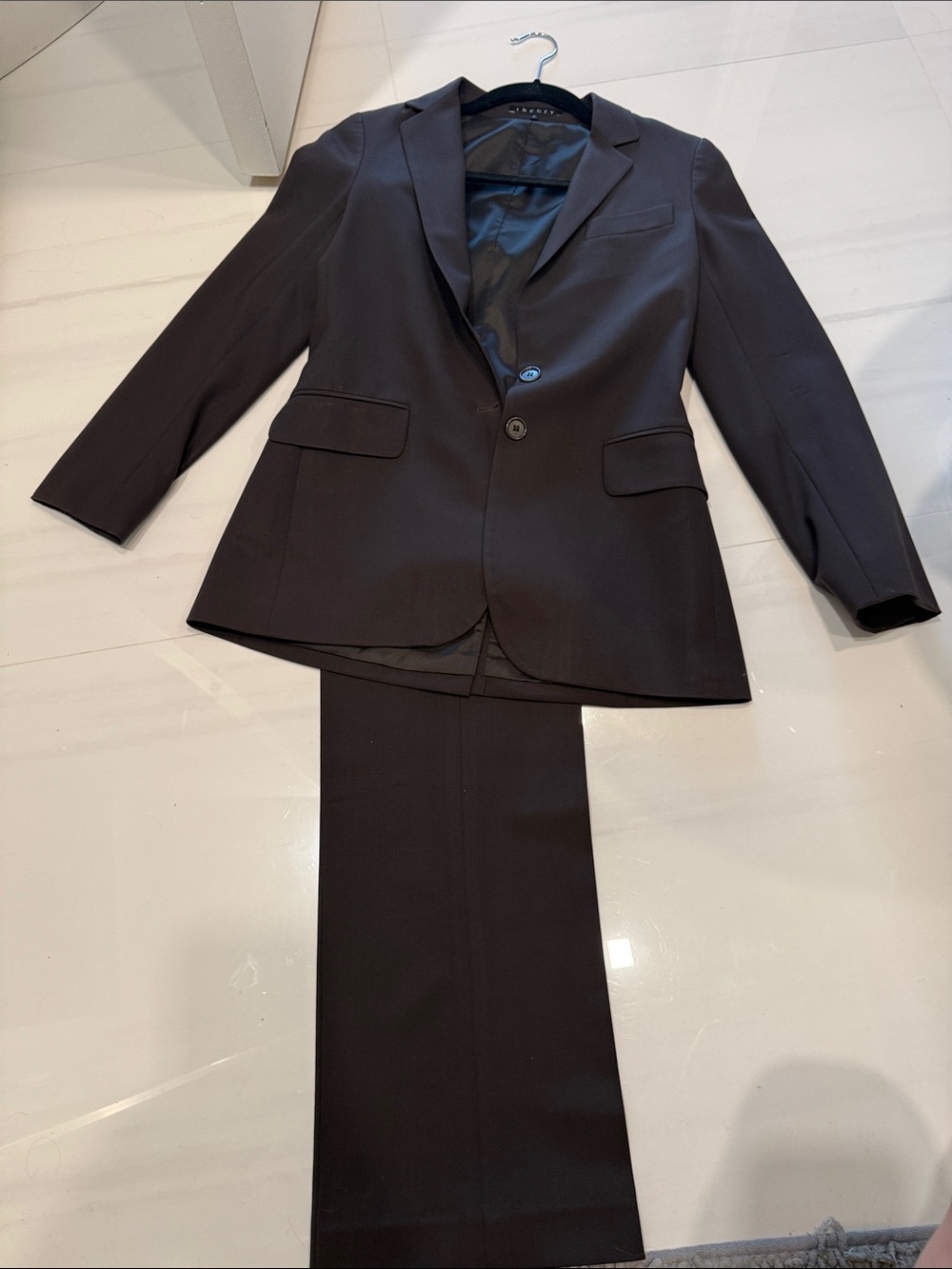 Theory Women's Dark Brown Two-Piece Blazer & Pants Set
